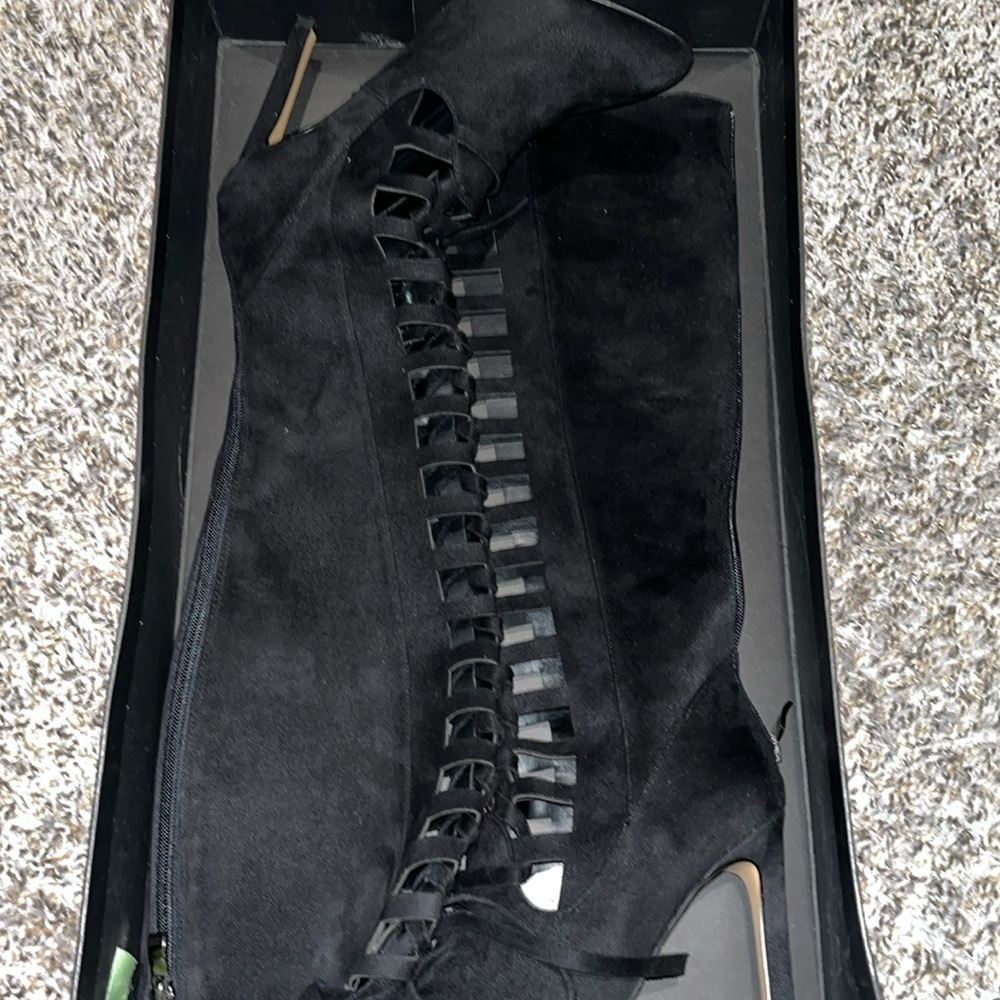 Chelsea & Zoe Black Lace Up Boots with Chunky Sole